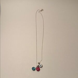 Italian Sterling Silver Evil Eye Necklace Red White Blue Charms 925